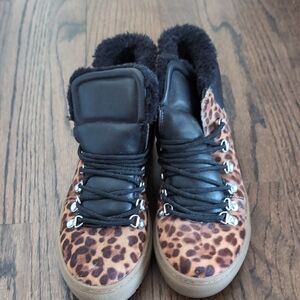 Marc Fisher Black and Brown Leopard Print Sneakers
